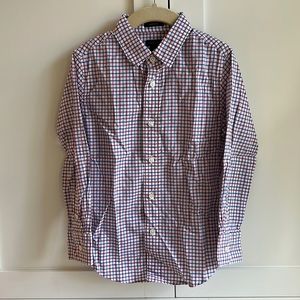 J.Crew Crewcuts Boys' Ludlow dress shirt in blue & coral plaid, size 4-5